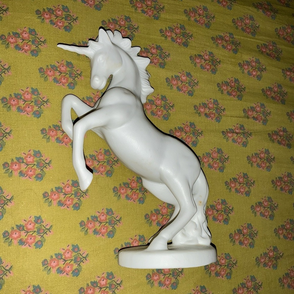 Vintage 1980 Taiwan Bisque Porcelain Aldon Unicorn White Horn - Picture 2 of 4